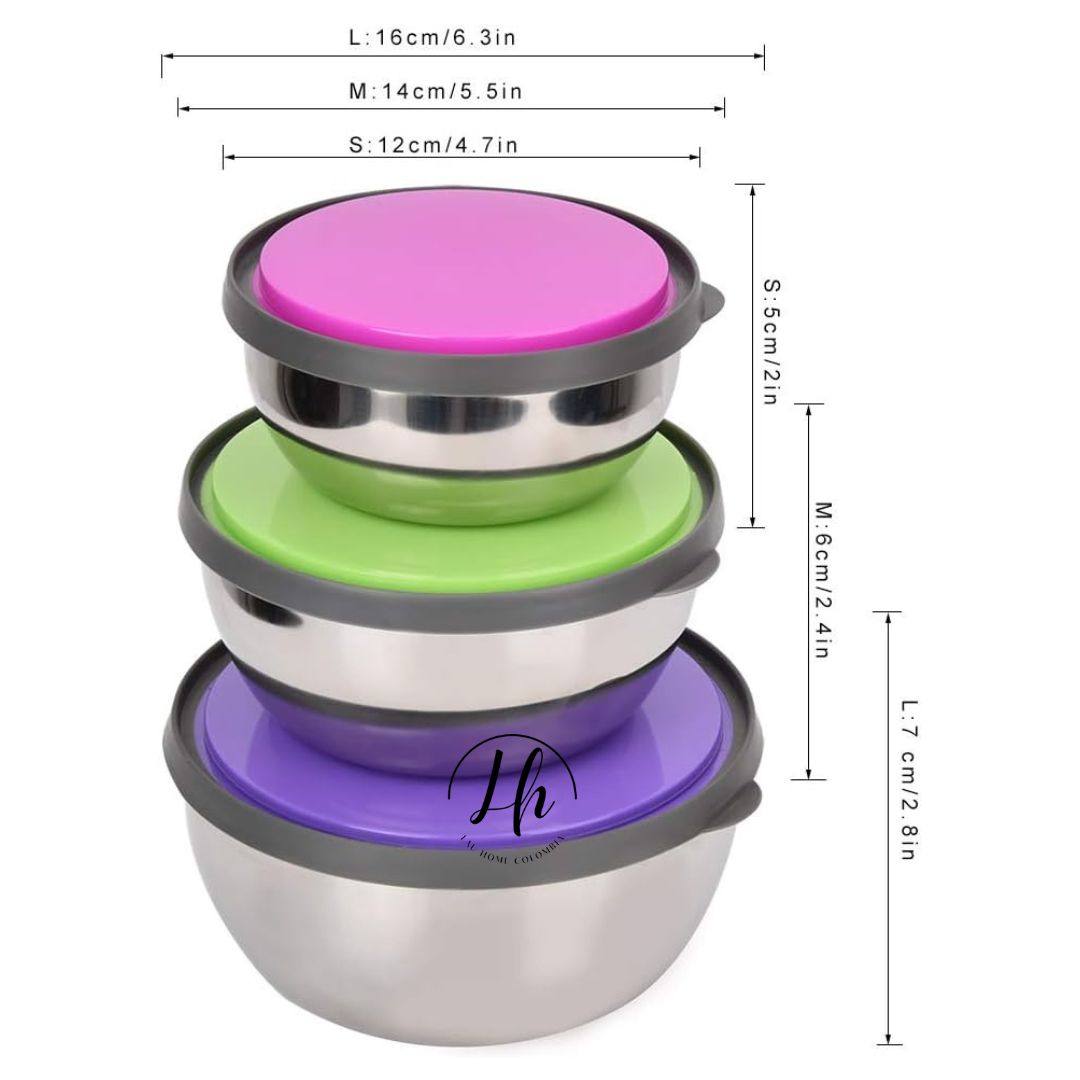 Set de bowls x 3 en acero